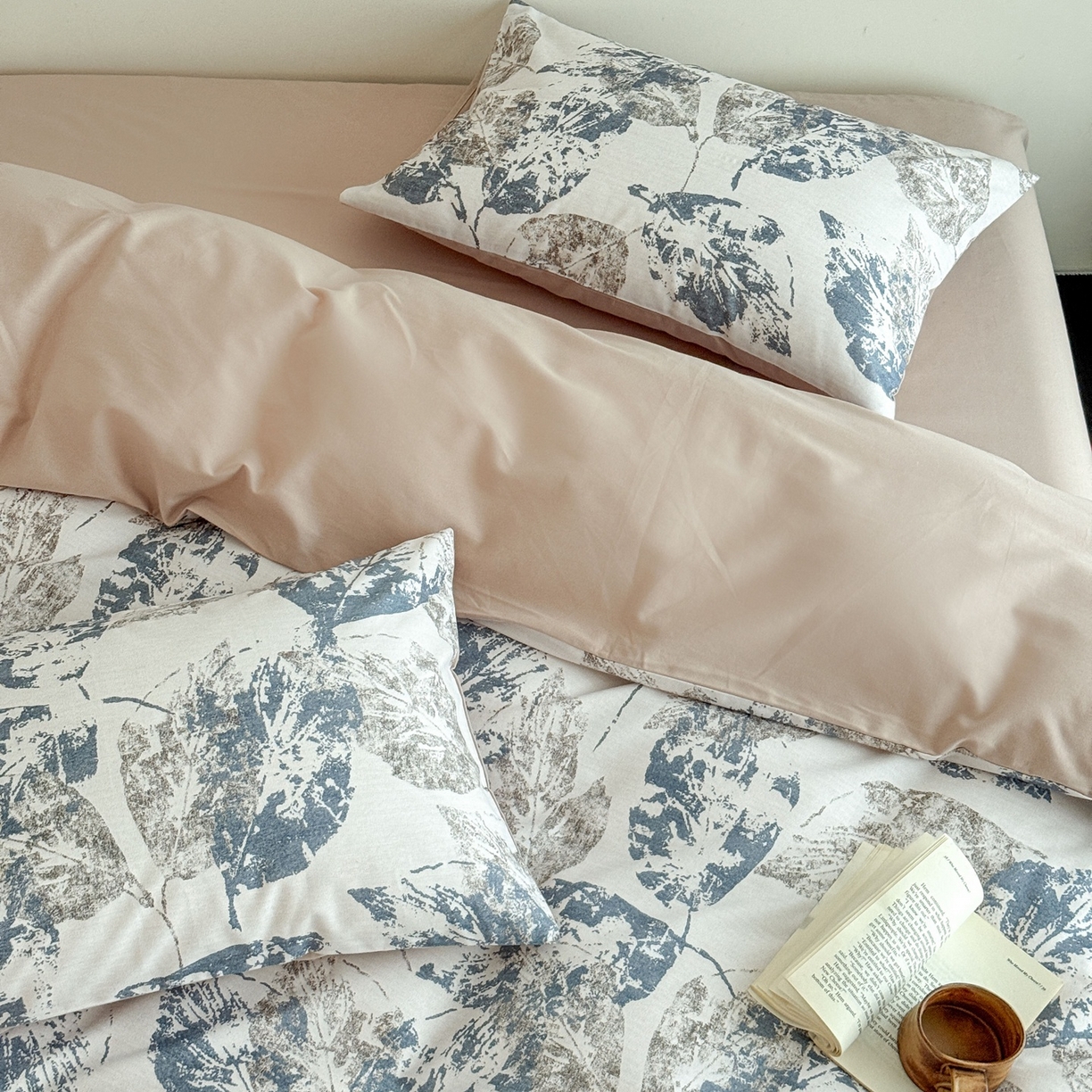 91家纺网 家纺一手货源 找家纺 窝米 2025新款全棉纯棉火山磨毛花卉四件套-第五批 梵庭蓝