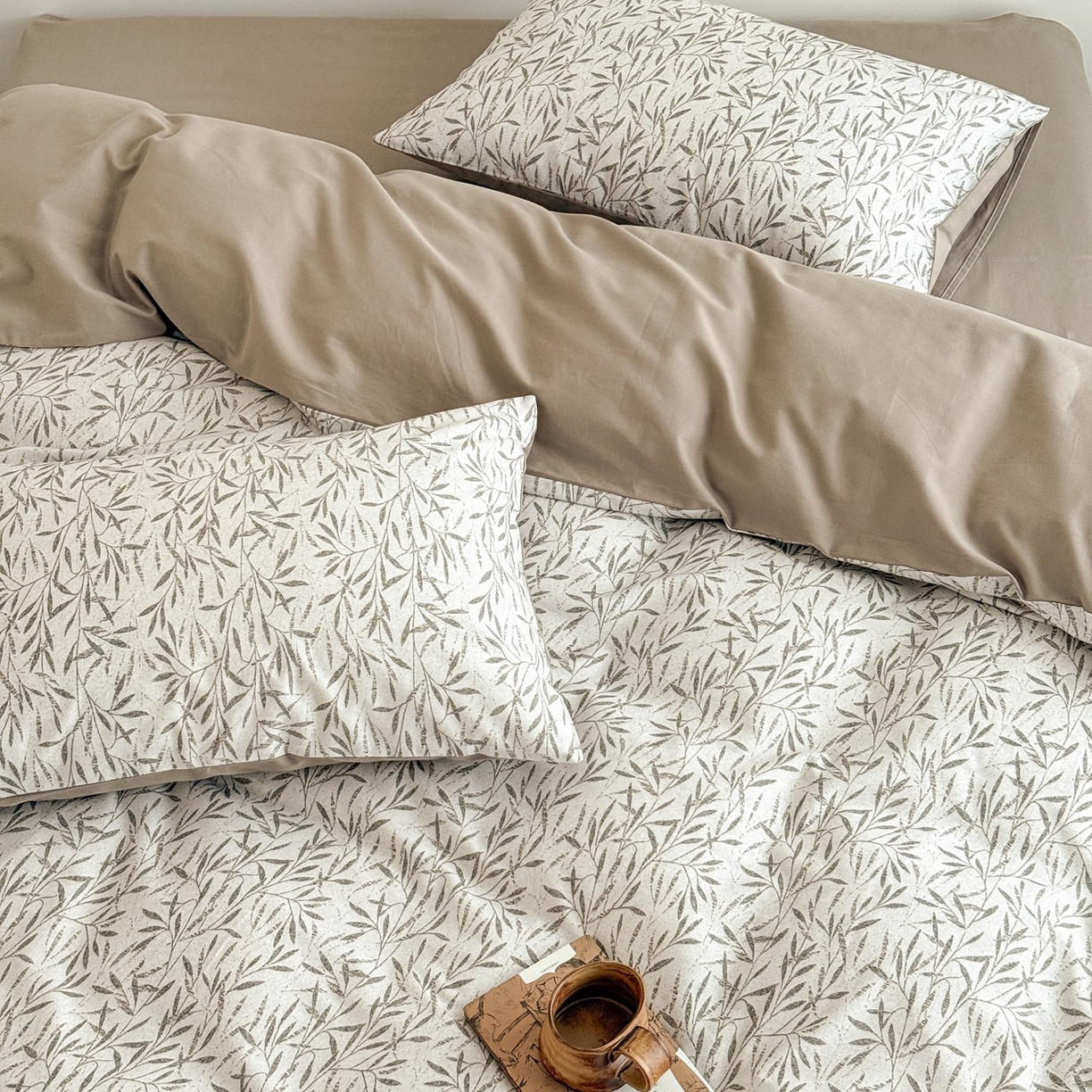 91家纺网 家纺一手货源 找家纺 窝米 2025新款全棉纯棉火山磨毛花卉四件套-第五批 竹影