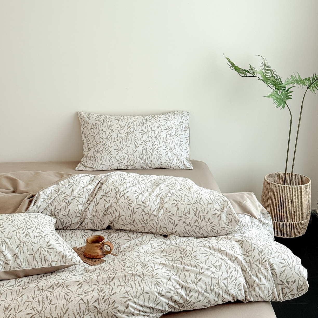 91家纺网 家纺一手货源 找家纺 窝米 2025新款全棉纯棉火山磨毛花卉四件套-第五批 竹影