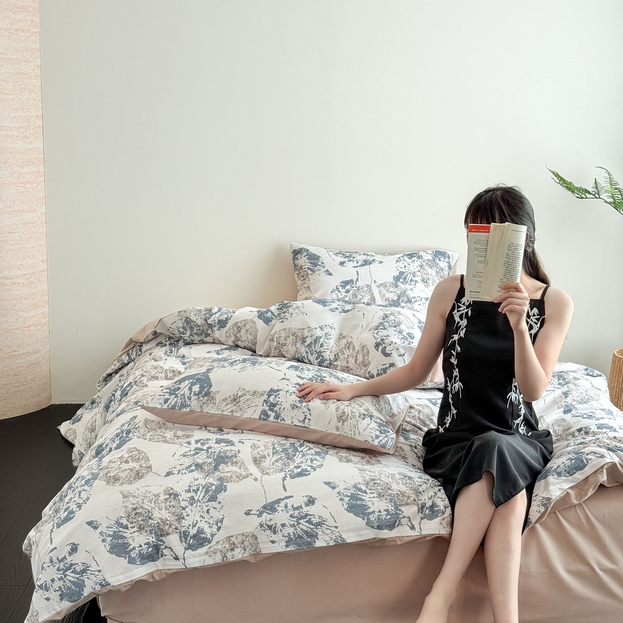 91家纺网 家纺一手货源 找家纺 窝米 2025新款全棉纯棉火山磨毛花卉四件套-第五批 梵庭蓝