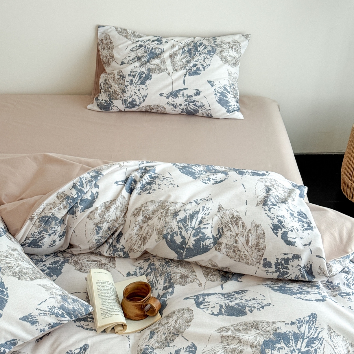 91家纺网 家纺一手货源 找家纺 窝米 2025新款全棉纯棉火山磨毛花卉四件套-第五批 梵庭蓝