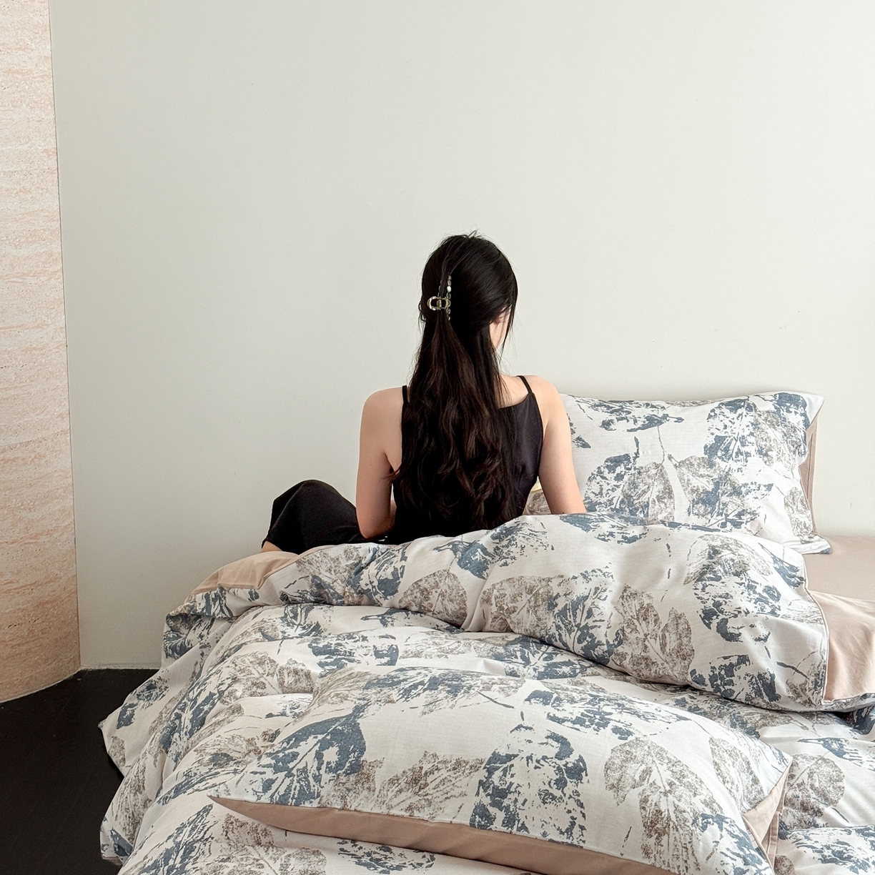 91家纺网 家纺一手货源 找家纺 窝米 2025新款全棉纯棉火山磨毛花卉四件套-第五批 梵庭蓝