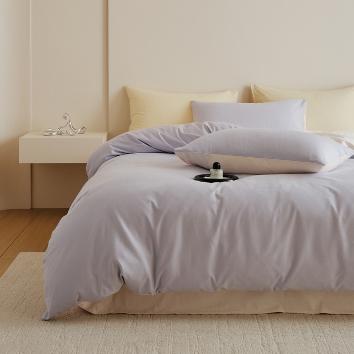 91家纺网 家纺一手货源 找家纺 眷恋家纺 2025新款A类全棉贡缎磨毛双拼色四件套 森屿