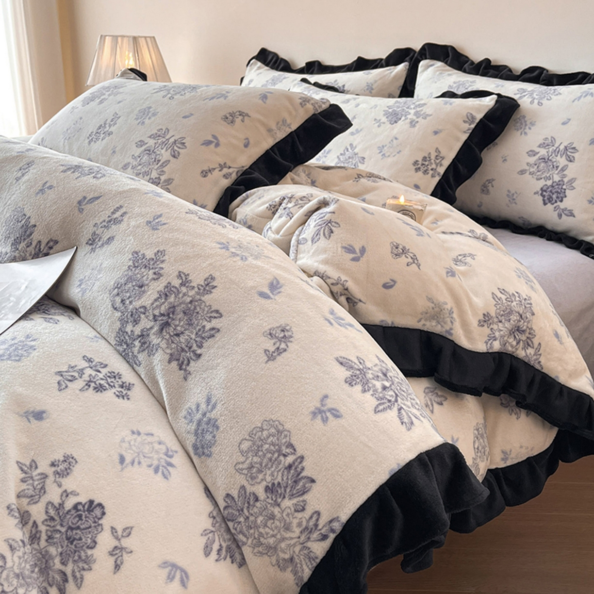 91家纺网 家纺一手货源 找家纺 安哆啦家纺 2025新款法式赫本风牛奶绒四件套 法式-兰絮语