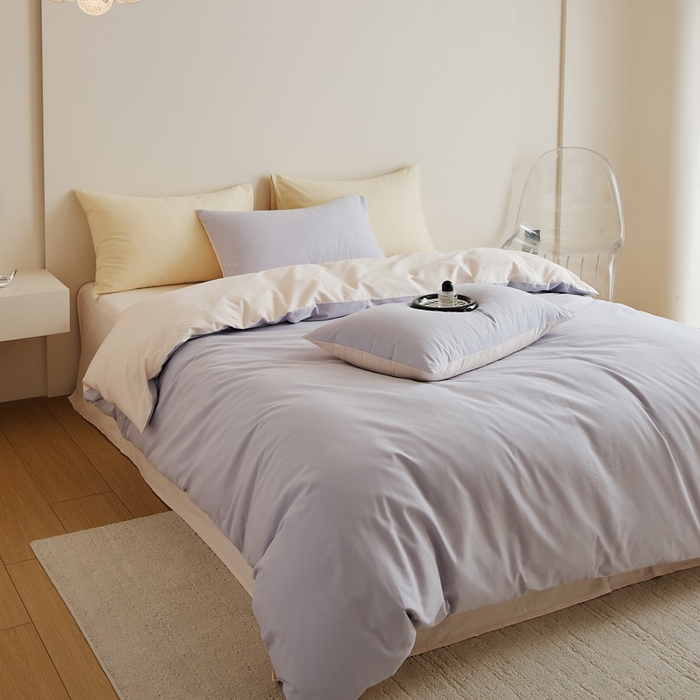 91家纺网 家纺一手货源 找家纺 眷恋家纺 2025新款A类全棉贡缎磨毛双拼色四件套 森屿