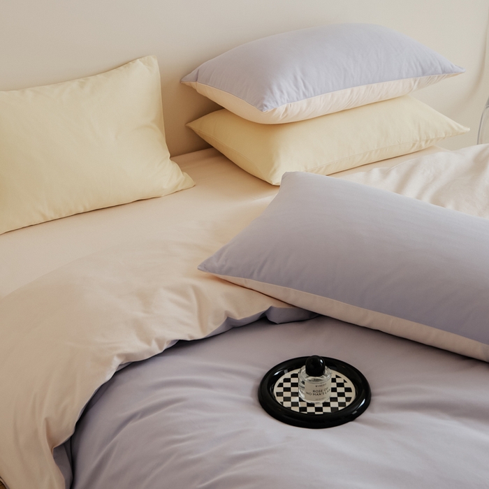 91家纺网 家纺一手货源 找家纺 眷恋家纺 2025新款A类全棉贡缎磨毛双拼色四件套 森屿