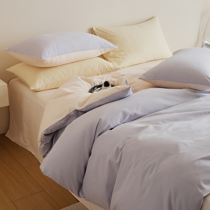 91家纺网 家纺一手货源 找家纺 眷恋家纺 2025新款A类全棉贡缎磨毛双拼色四件套 森屿