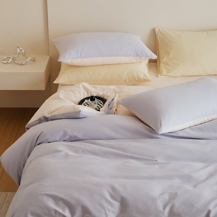 91家纺网 家纺一手货源 找家纺 眷恋家纺 2025新款A类全棉贡缎磨毛双拼色四件套 森屿