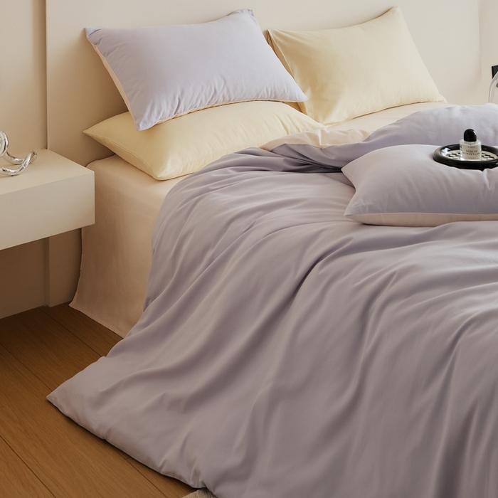 91家纺网 家纺一手货源 找家纺 眷恋家纺 2025新款A类全棉贡缎磨毛双拼色四件套 森屿