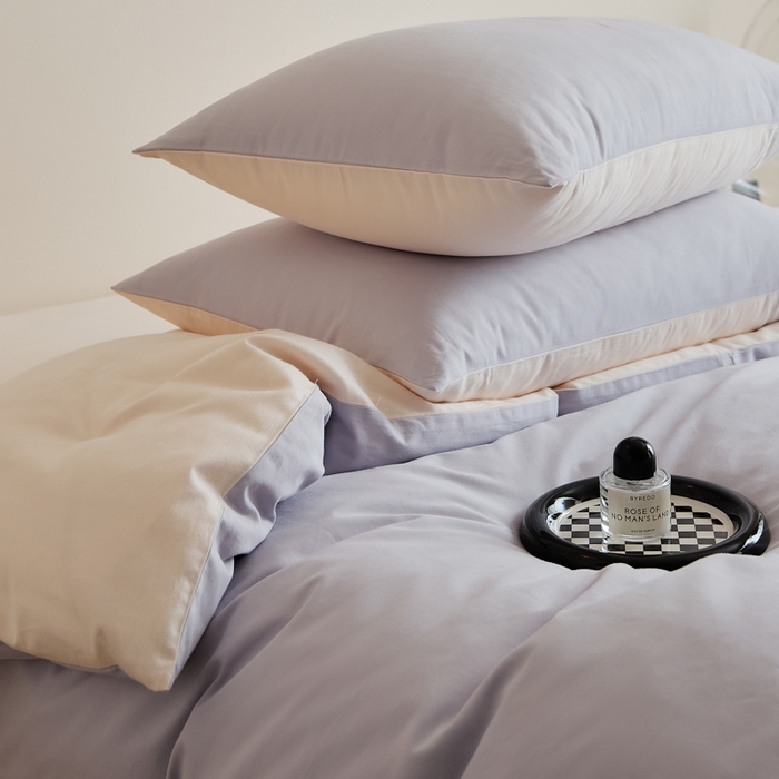 91家纺网 家纺一手货源 找家纺 眷恋家纺 2025新款A类全棉贡缎磨毛双拼色四件套 森屿