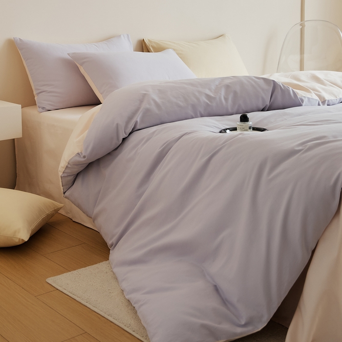 91家纺网 家纺一手货源 找家纺 眷恋家纺 2025新款A类全棉贡缎磨毛双拼色四件套 森屿