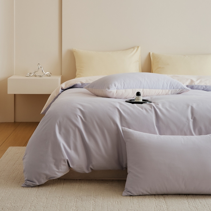 91家纺网 家纺一手货源 找家纺 眷恋家纺 2025新款A类全棉贡缎磨毛双拼色四件套 森屿