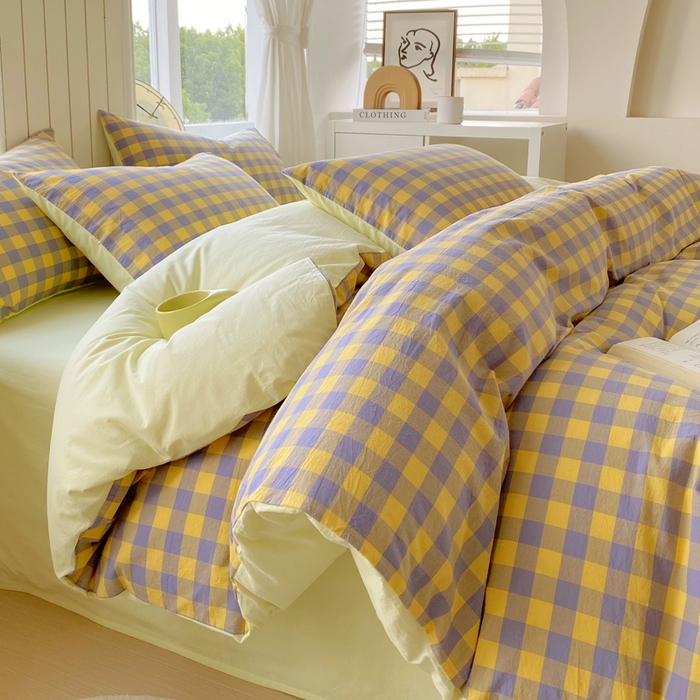 91家纺网 家纺一手货源 找家纺 （总）春皖家纺 2025新款全棉纯棉色织AB版水洗棉四件套