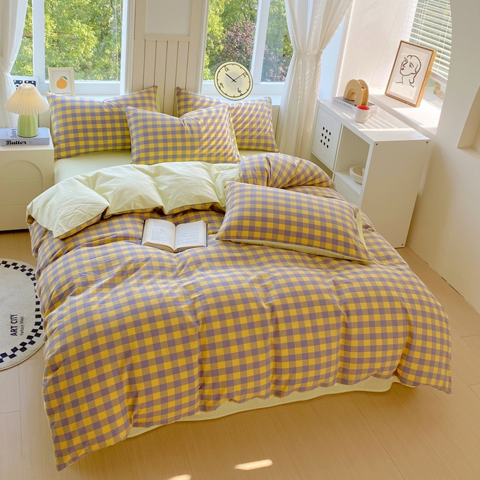 91家纺网 家纺一手货源 找家纺 （总）春皖家纺 2025新款全棉纯棉色织AB版水洗棉四件套