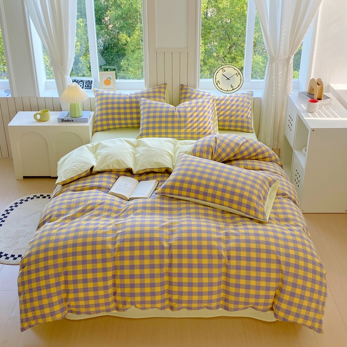 91家纺网 家纺一手货源 找家纺 （总）春皖家纺 2025新款全棉纯棉色织AB版水洗棉四件套