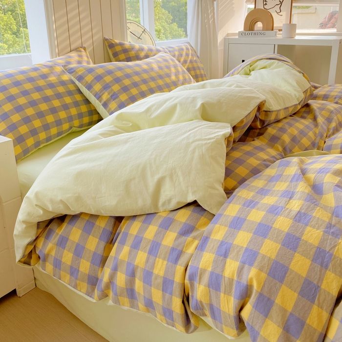 91家纺网 家纺一手货源 找家纺 （总）春皖家纺 2025新款全棉纯棉色织AB版水洗棉四件套