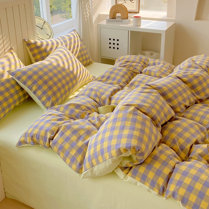 91家纺网 家纺一手货源 找家纺 （总）春皖家纺 2025新款全棉纯棉色织AB版水洗棉四件套