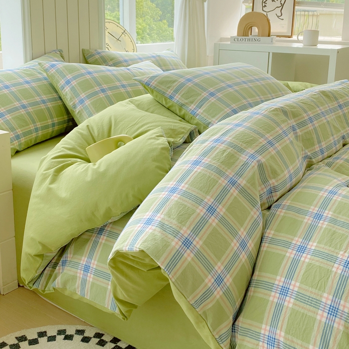 91家纺网 家纺一手货源 找家纺 （总）春皖家纺 2025新款全棉纯棉色织AB版水洗棉四件套