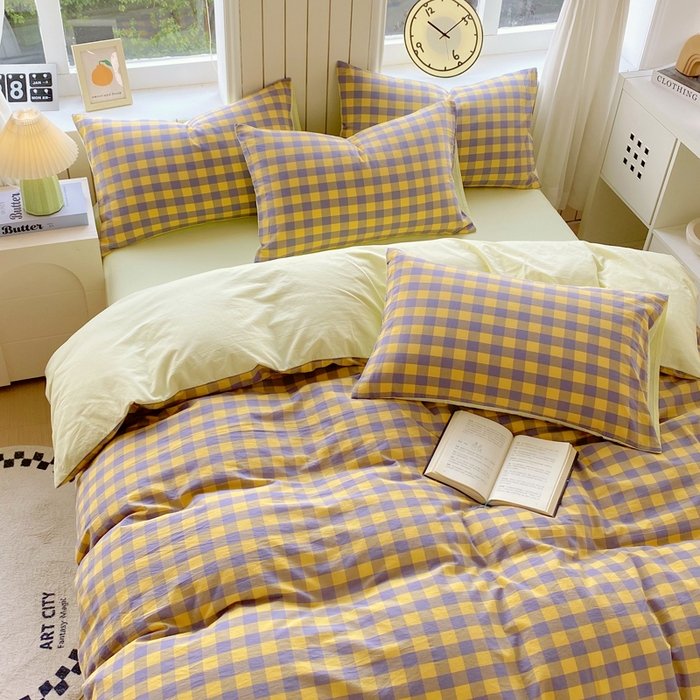 91家纺网 家纺一手货源 找家纺 （总）春皖家纺 2025新款全棉纯棉色织AB版水洗棉四件套