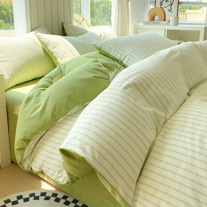 91家纺网 家纺一手货源 找家纺 （总）春皖家纺 2025新款全棉纯棉色织AB版水洗棉四件套