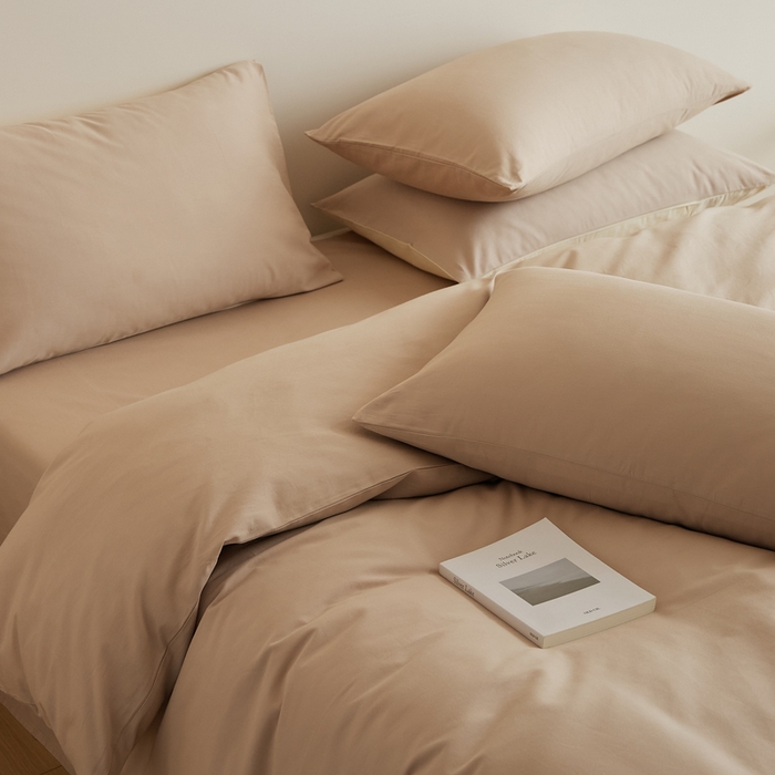 91家纺网 家纺一手货源 找家纺 眷恋家纺 2025新款A类全棉贡缎磨毛双拼色四件套 鱼肚