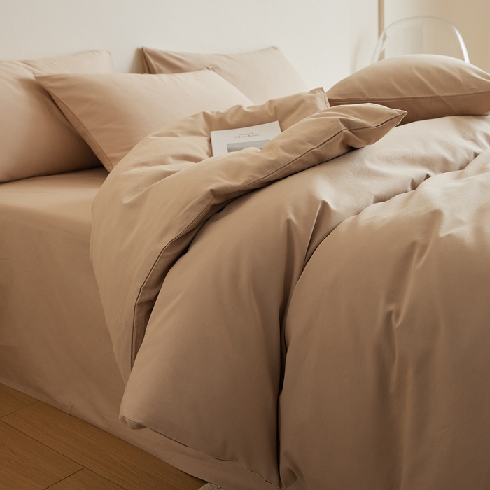 91家纺网 家纺一手货源 找家纺 眷恋家纺 2025新款A类全棉贡缎磨毛双拼色四件套 鱼肚