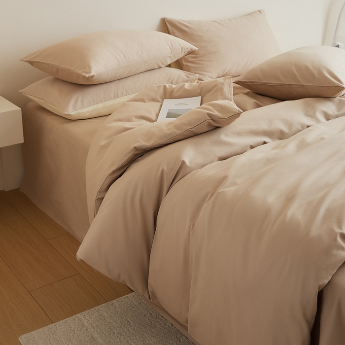 91家纺网 家纺一手货源 找家纺 眷恋家纺 2025新款A类全棉贡缎磨毛双拼色四件套 鱼肚