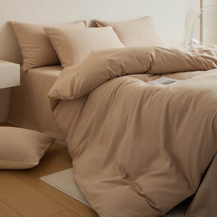 91家纺网 家纺一手货源 找家纺 眷恋家纺 2025新款A类全棉贡缎磨毛双拼色四件套 鱼肚