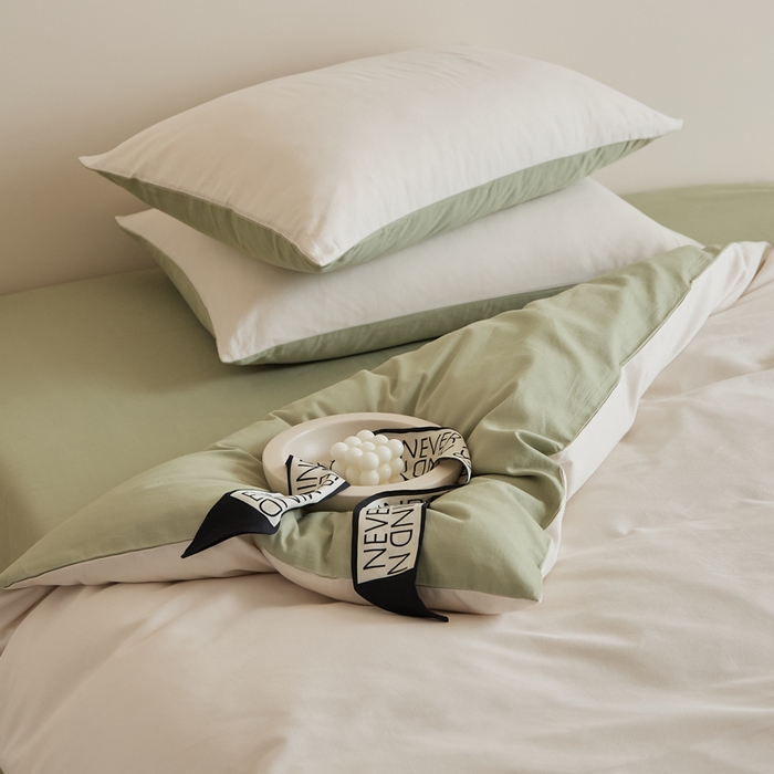 91家纺网 家纺一手货源 找家纺 眷恋家纺 2025新款A类全棉贡缎磨毛双拼色四件套 玉林