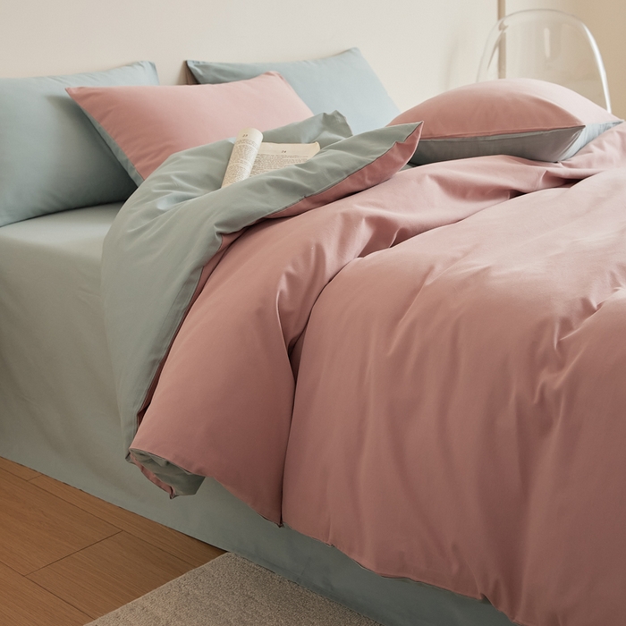 91家纺网 家纺一手货源 找家纺 眷恋家纺 2025新款A类全棉贡缎磨毛双拼色四件套 紫黛