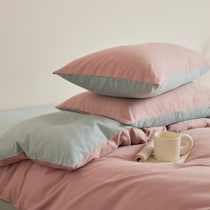 91家纺网 家纺一手货源 找家纺 眷恋家纺 2025新款A类全棉贡缎磨毛双拼色四件套 紫黛