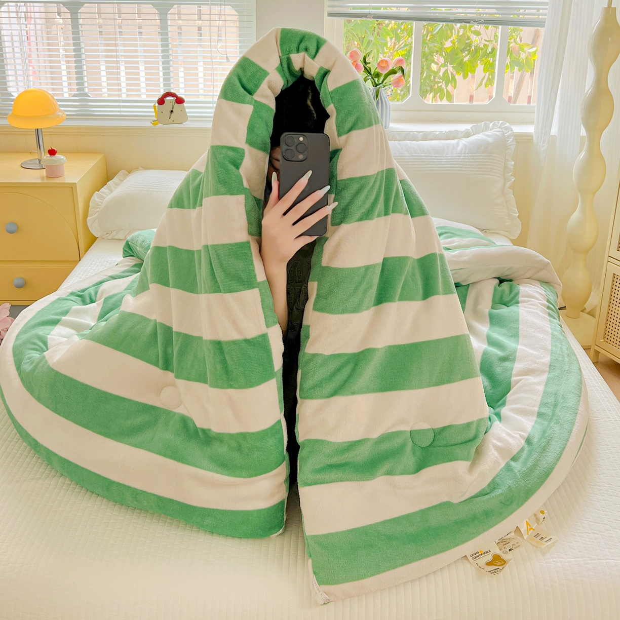 91家纺网 家纺一手货源 找家纺 寐居家纺 2025新款双面牛奶绒冬被被子被芯 荷尔蒙