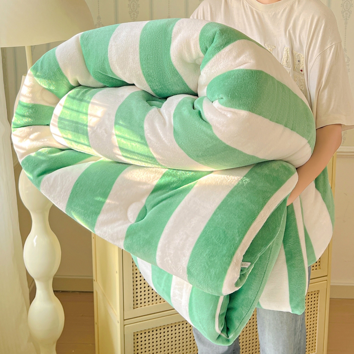 91家纺网 家纺一手货源 找家纺 寐居家纺 2025新款双面牛奶绒冬被被子被芯 荷尔蒙