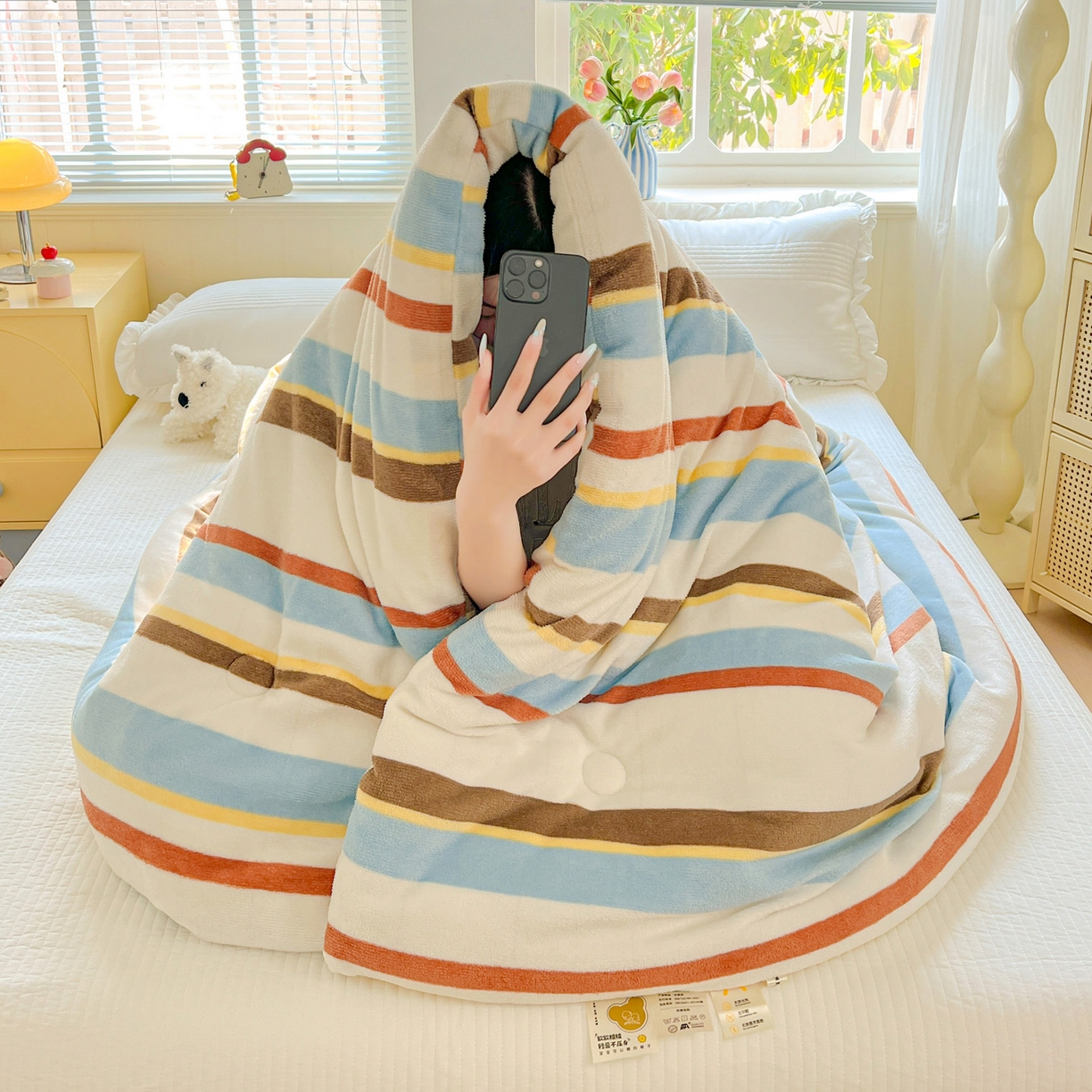 91家纺网 家纺一手货源 找家纺 寐居家纺 2025新款双面牛奶绒冬被被子被芯 晚风