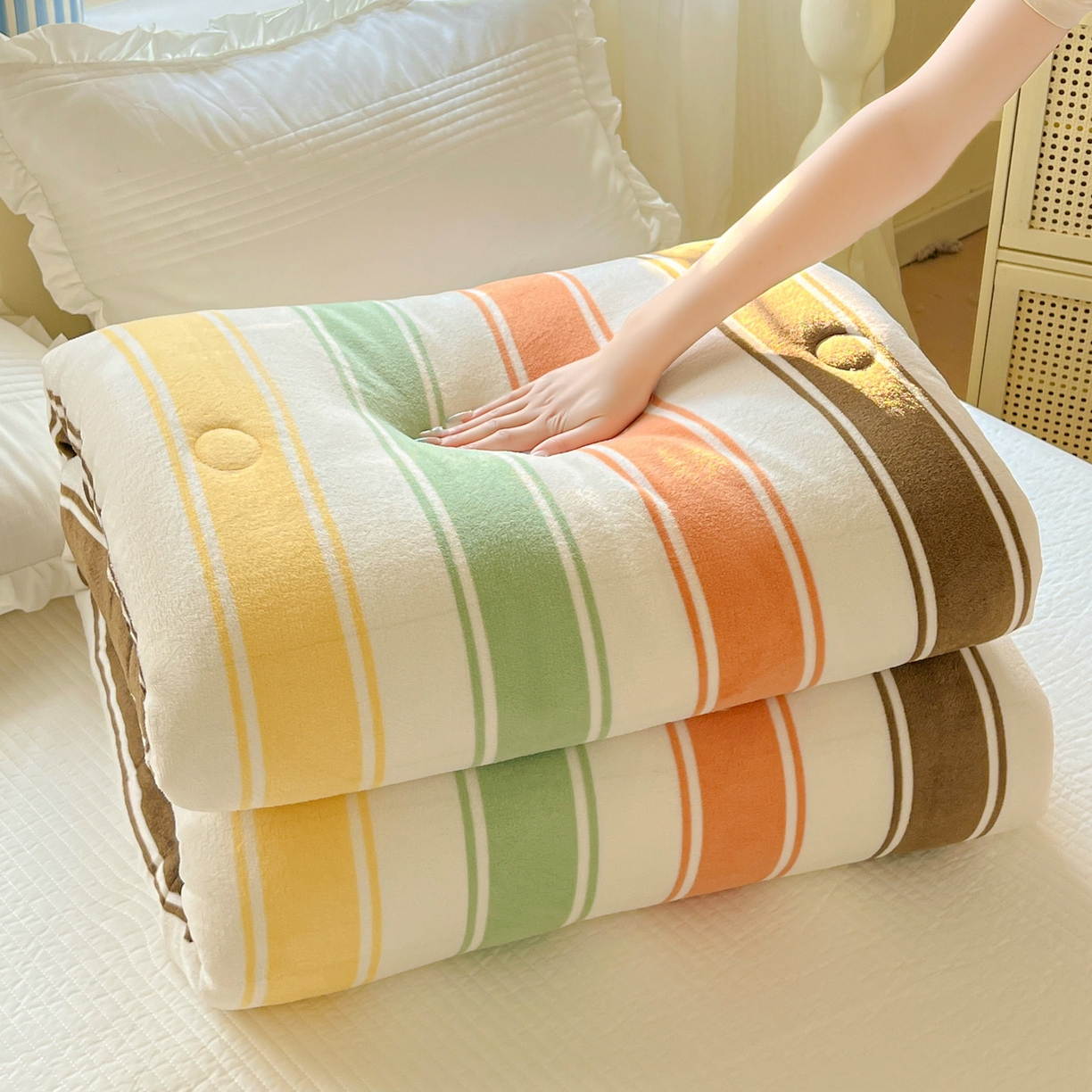 91家纺网 家纺一手货源 找家纺 寐居家纺 2025新款双面牛奶绒冬被被子被芯 古奈