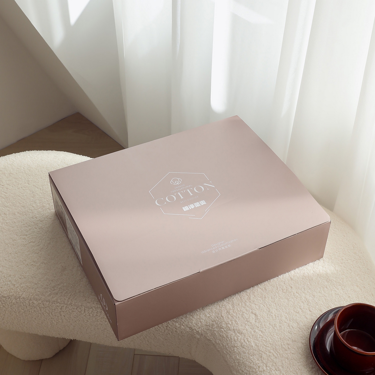 91家纺网 家纺一手货源 找家纺 眷恋家纺 2025新款A类全棉贡缎磨毛双拼色四件套 包装