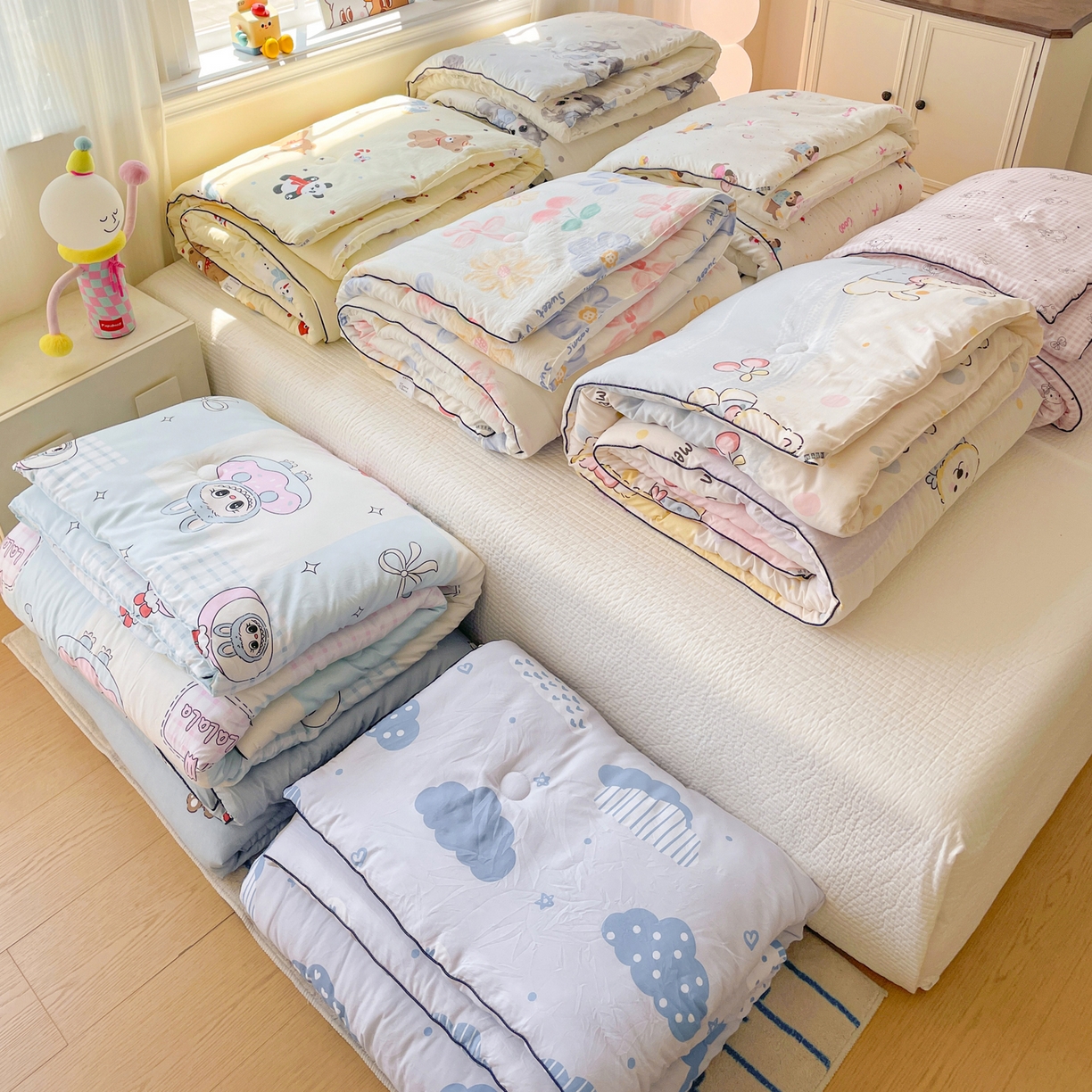 91家纺网 家纺一手货源 找家纺 寐居家纺 2025新款水洗棉印花冬被被子被芯 组合图仅供展示不可下单