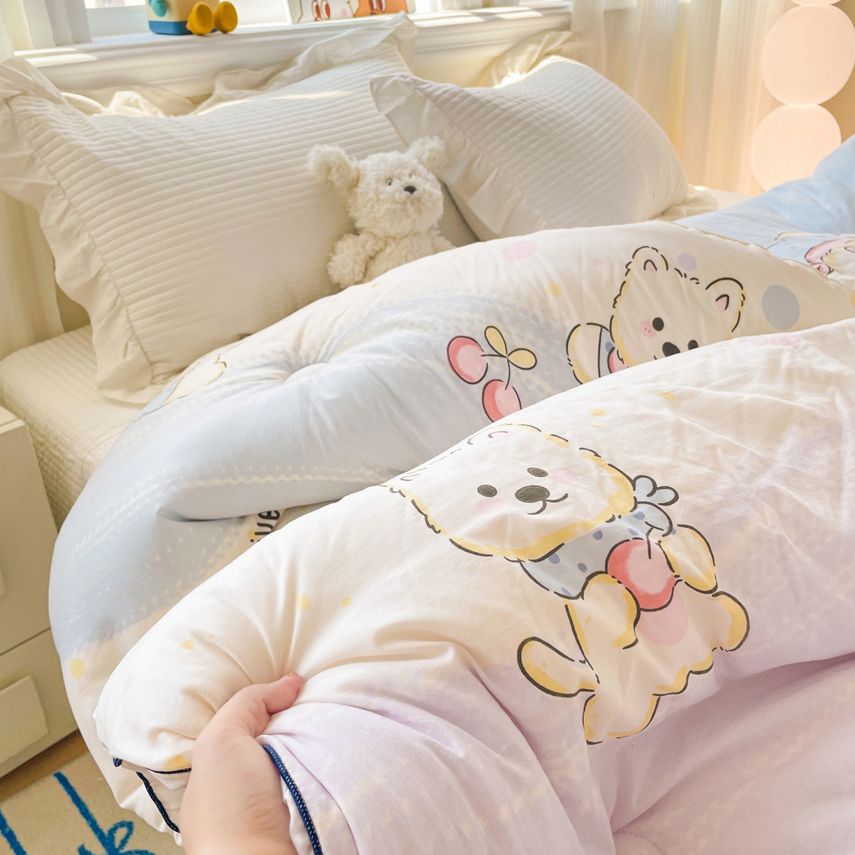 91家纺网 家纺一手货源 找家纺 寐居家纺 2025新款水洗棉印花冬被被子被芯 奇幻西高地