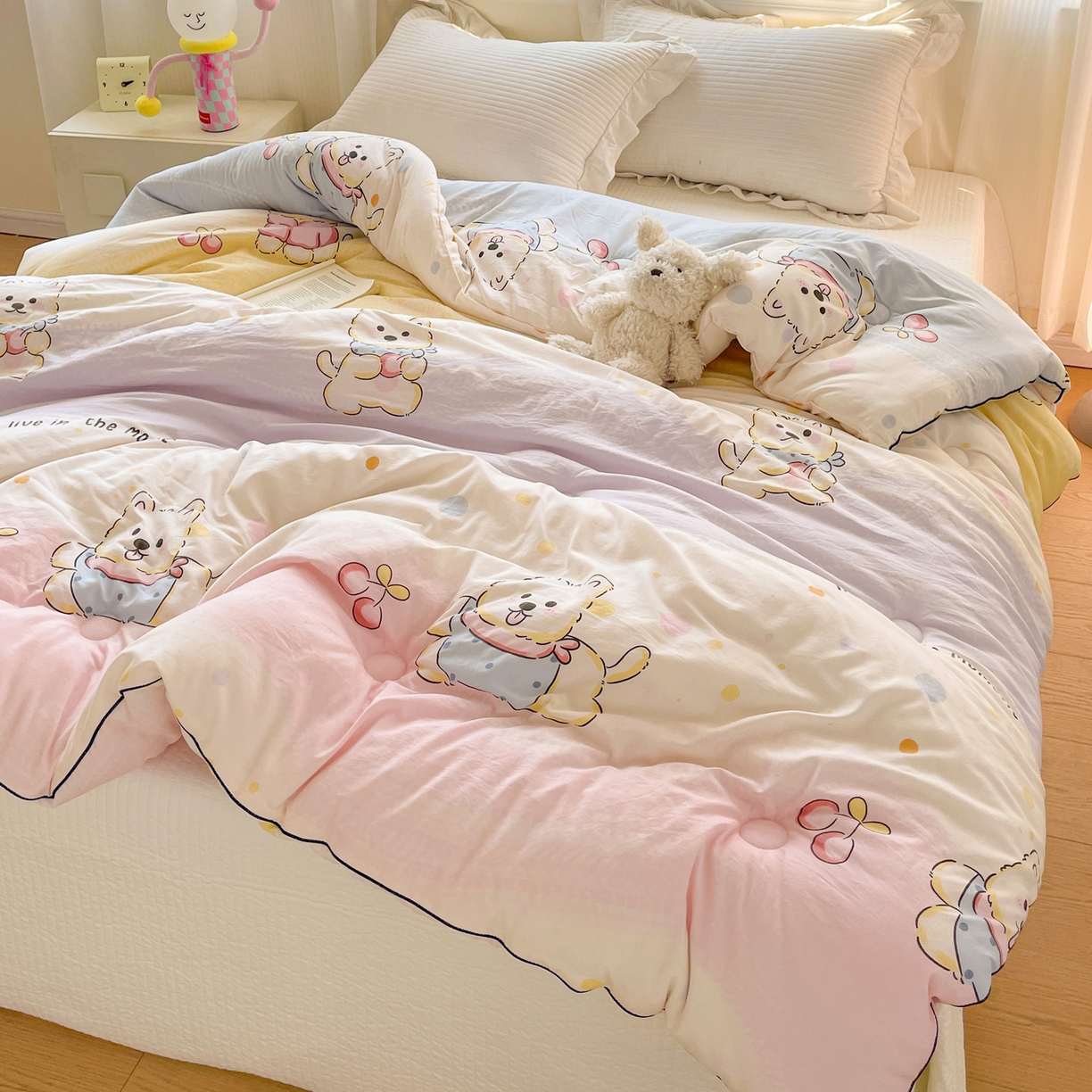 91家纺网 家纺一手货源 找家纺 寐居家纺 2025新款水洗棉印花冬被被子被芯 奇幻西高地