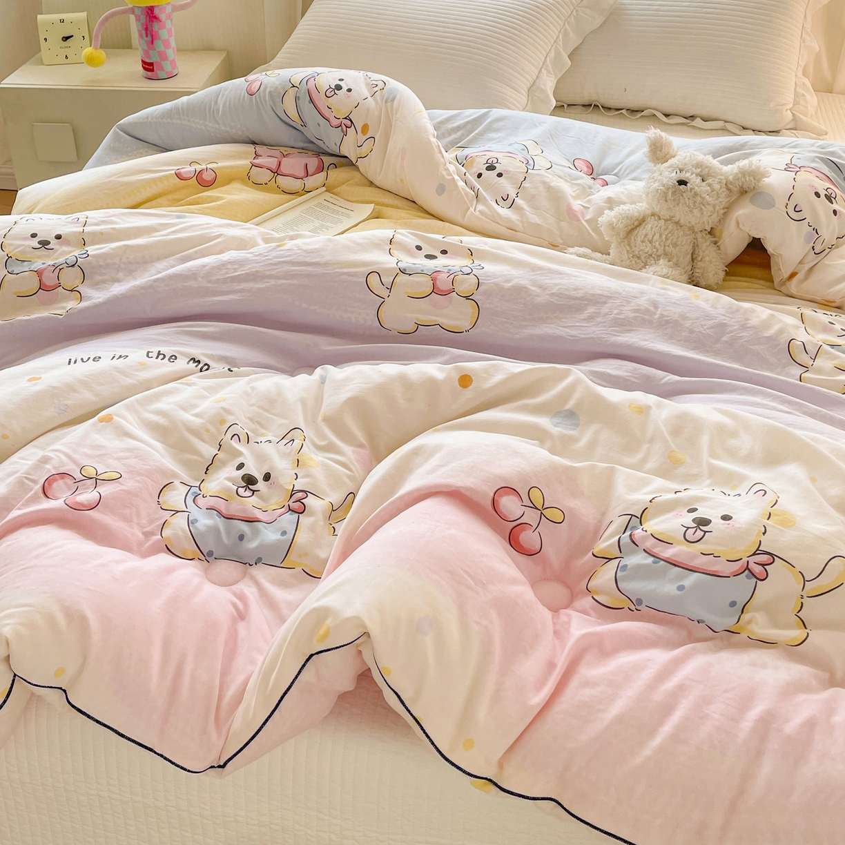 91家纺网 家纺一手货源 找家纺 寐居家纺 2025新款水洗棉印花冬被被子被芯 奇幻西高地