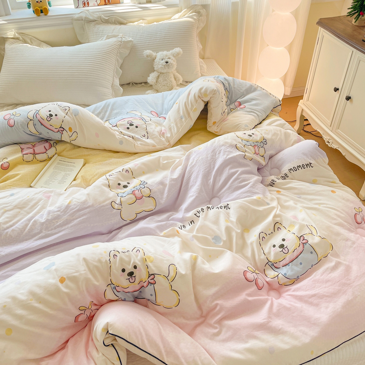 91家纺网 家纺一手货源 找家纺 寐居家纺 2025新款水洗棉印花冬被被子被芯 奇幻西高地