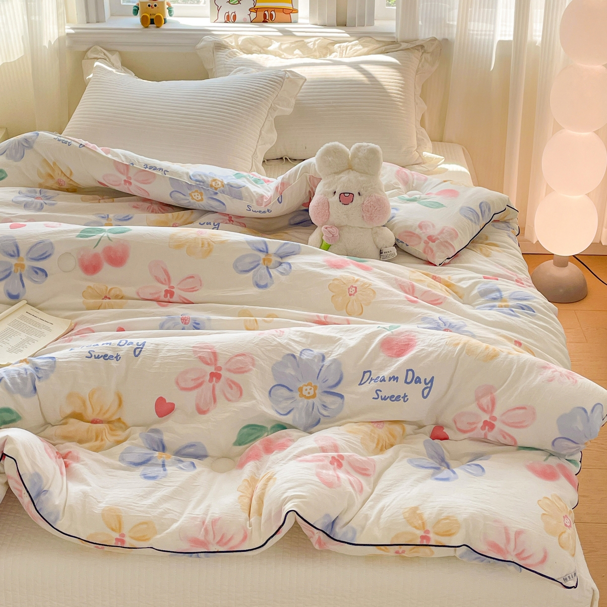 91家纺网 家纺一手货源 找家纺 寐居家纺 2025新款水洗棉印花冬被被子被芯 秘密花园