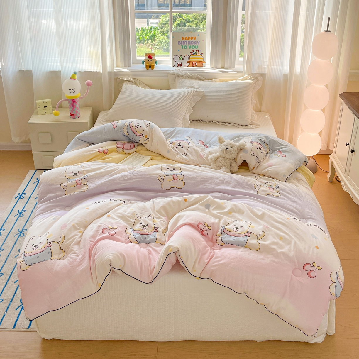 91家纺网 家纺一手货源 找家纺 寐居家纺 2025新款水洗棉印花冬被被子被芯 奇幻西高地