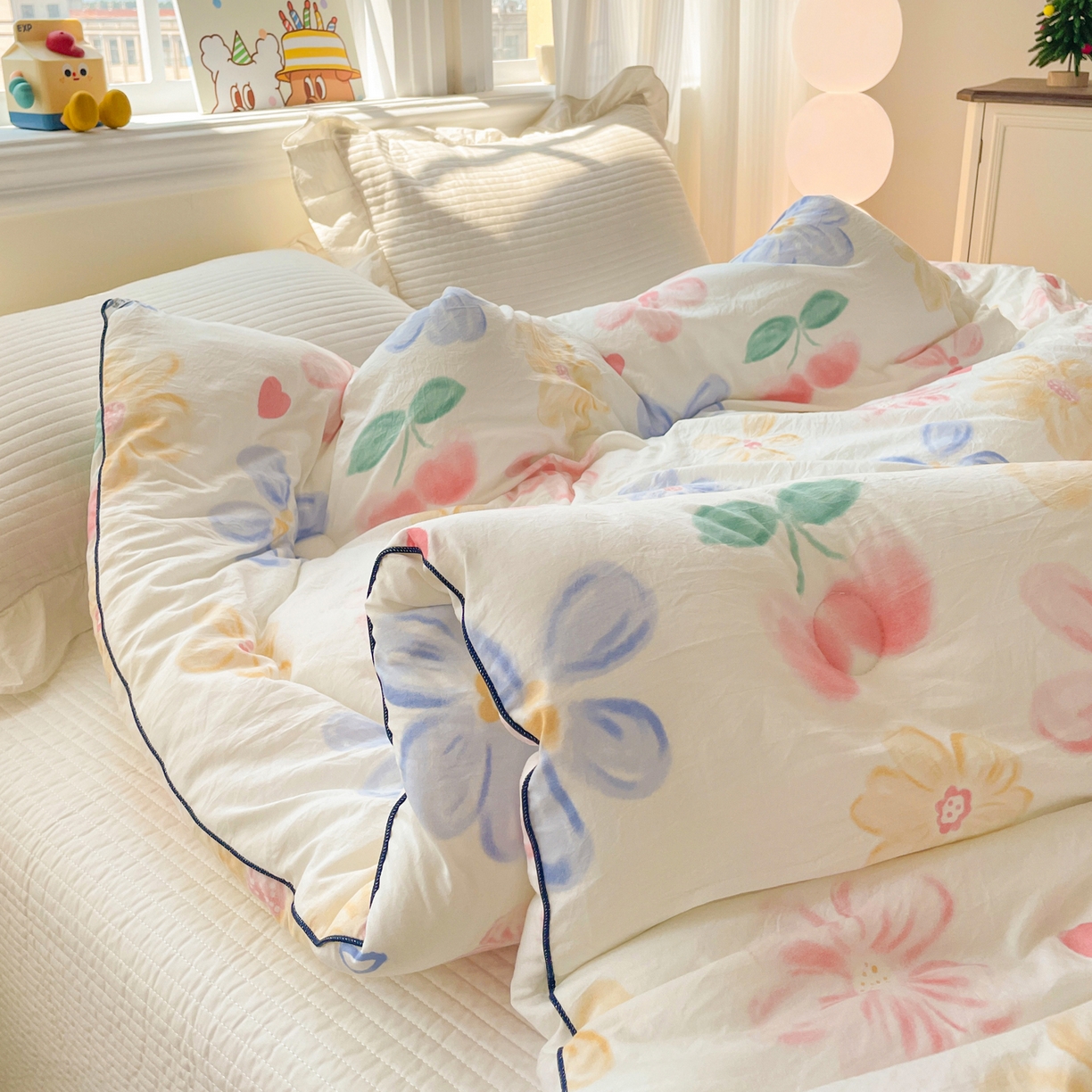 91家纺网 家纺一手货源 找家纺 寐居家纺 2025新款水洗棉印花冬被被子被芯 秘密花园