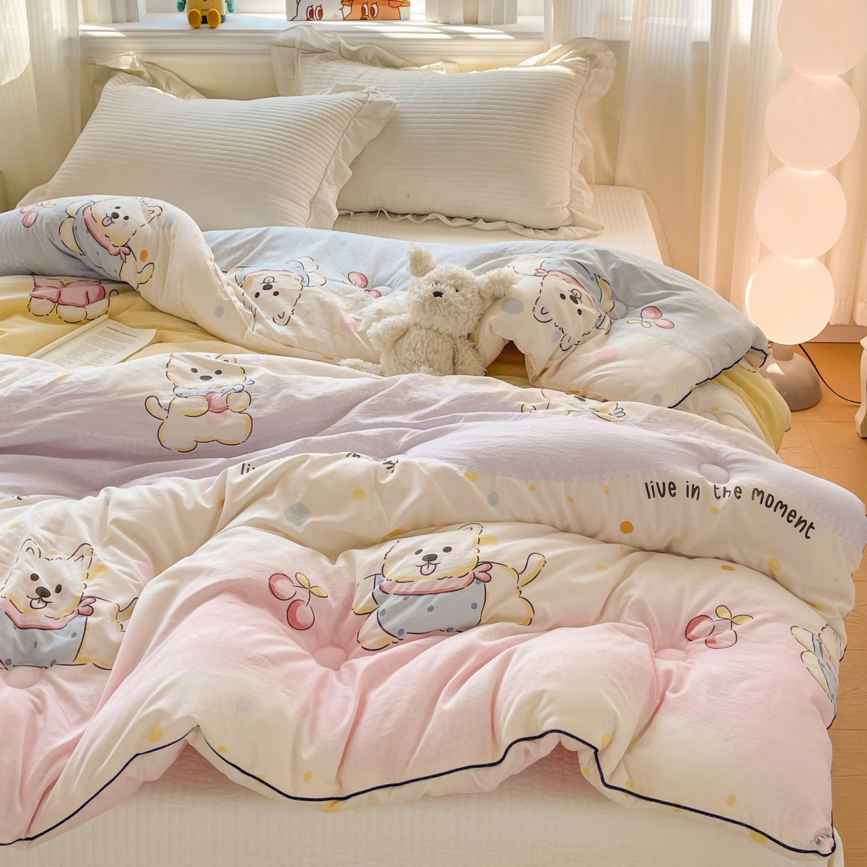 91家纺网 家纺一手货源 找家纺 寐居家纺 2025新款水洗棉印花冬被被子被芯 奇幻西高地