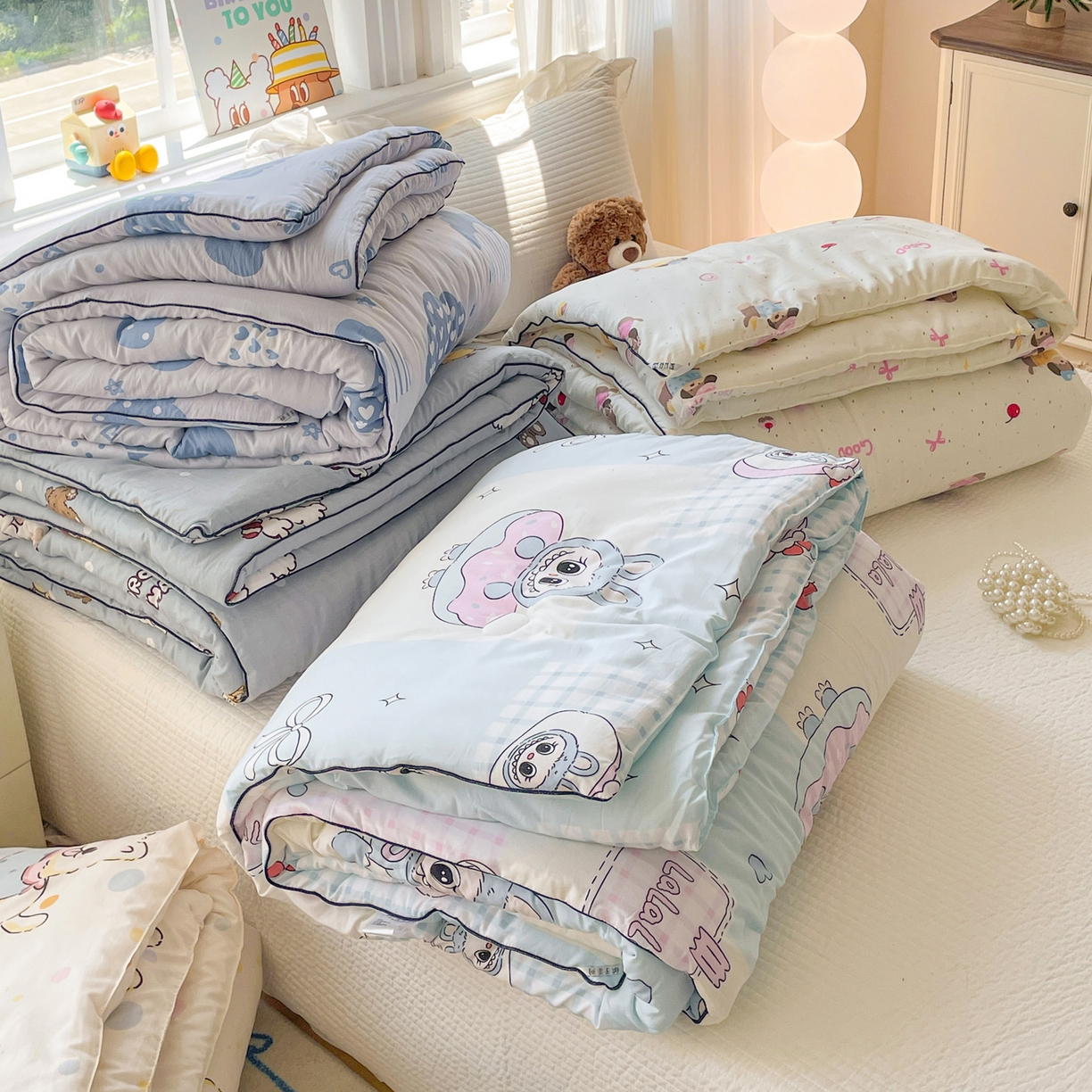 91家纺网 家纺一手货源 找家纺 寐居家纺 2025新款水洗棉印花冬被被子被芯 组合图仅供展示不可下单