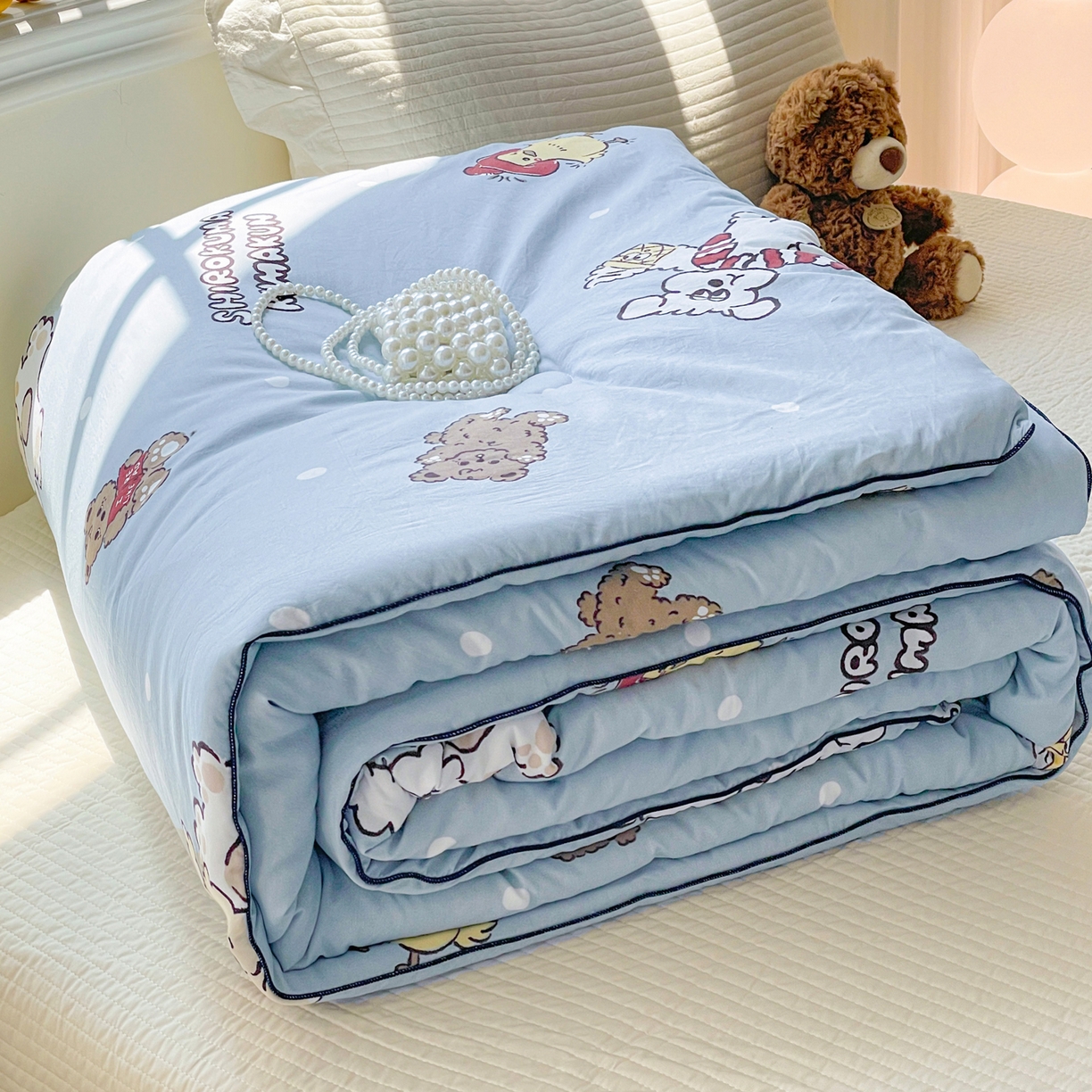 寐居家纺 2025新款水洗棉印花冬被被子被芯 叮咚鸡