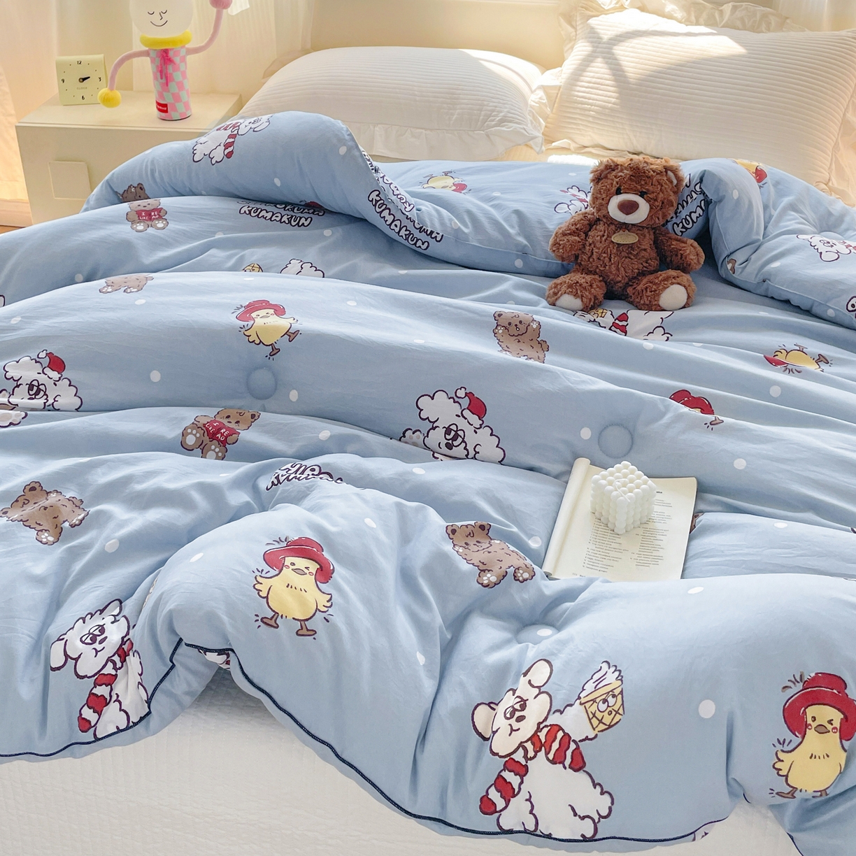 91家纺网 家纺一手货源 找家纺 寐居家纺 2025新款水洗棉印花冬被被子被芯 叮咚鸡