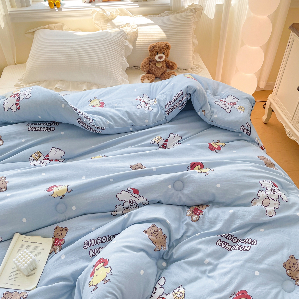 91家纺网 家纺一手货源 找家纺 寐居家纺 2025新款水洗棉印花冬被被子被芯 叮咚鸡