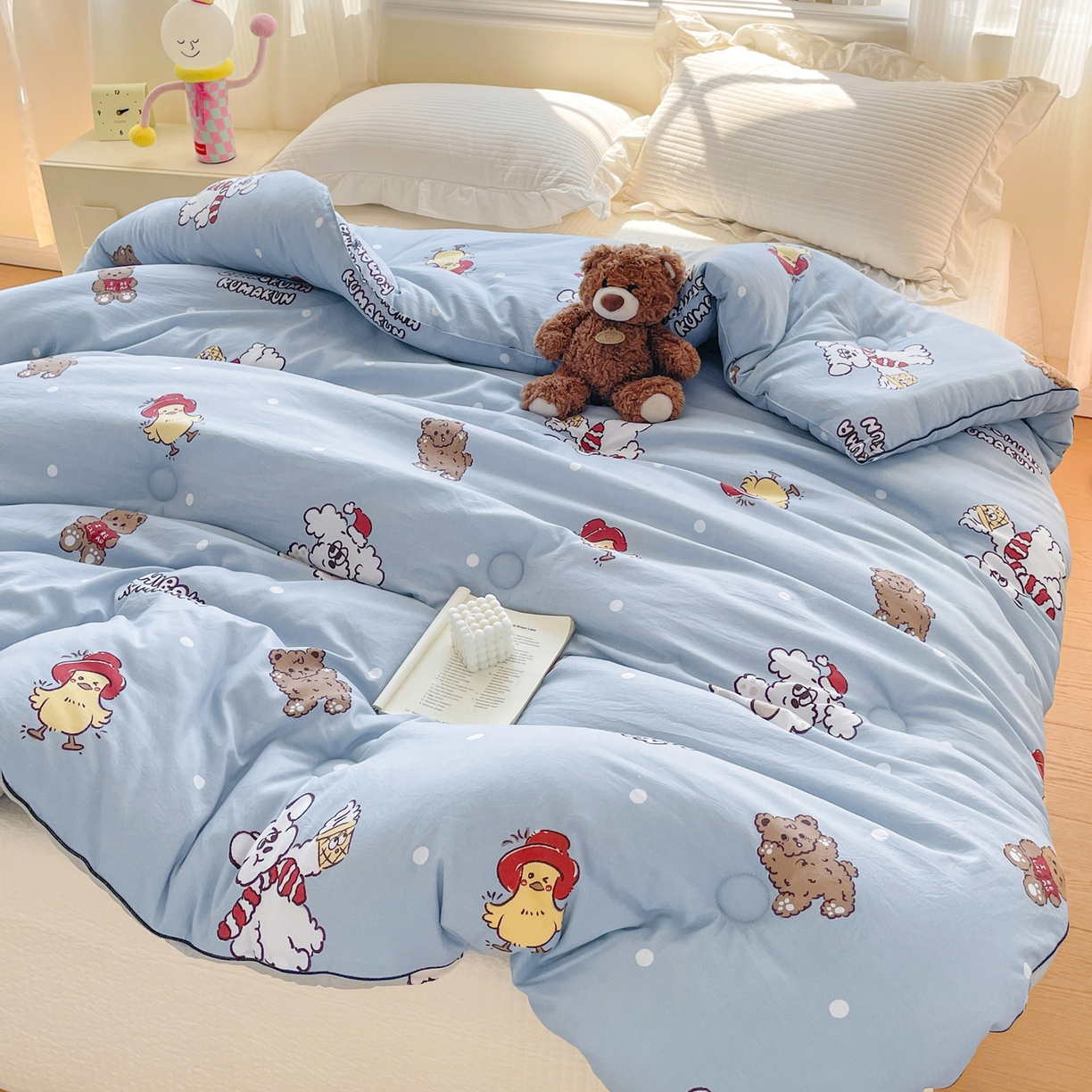 91家纺网 家纺一手货源 找家纺 寐居家纺 2025新款水洗棉印花冬被被子被芯 叮咚鸡